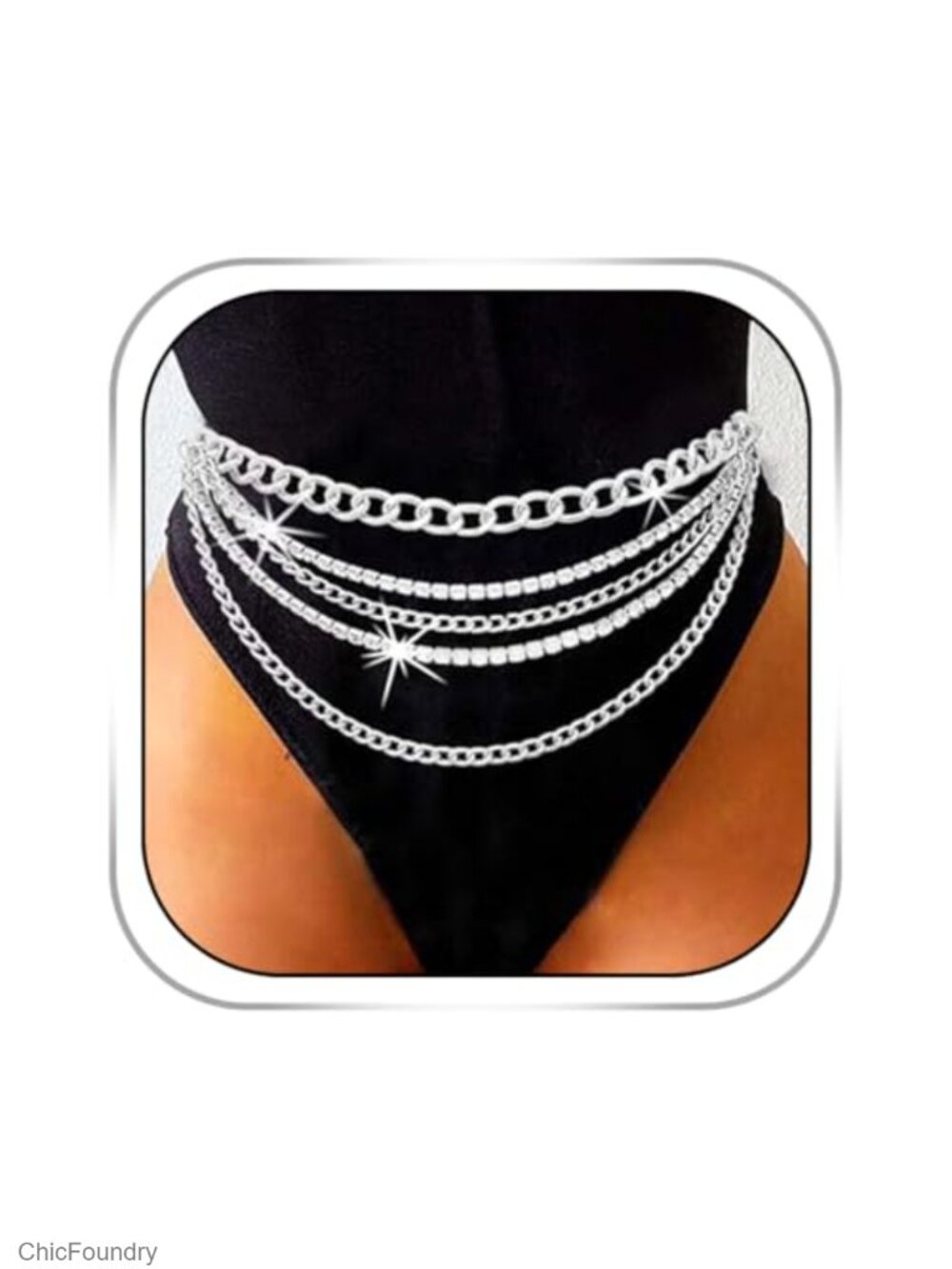 Rhinestone Waist Chain Layered Silver Crystal Body Chain Tassel Belt Jewelry